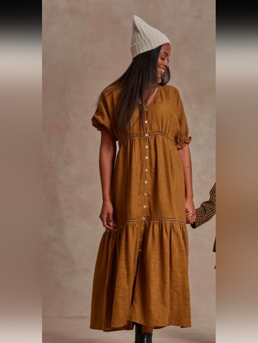 Rylee & Cru Mandy dress brown Boho maxi Cotton